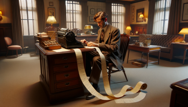 DALL·E 2024-01-10 07.17.31 - A 1930s style hotel director's office, depicted in a realistic, natural photographic style. The scene is set horizontally. The director, a man wearing