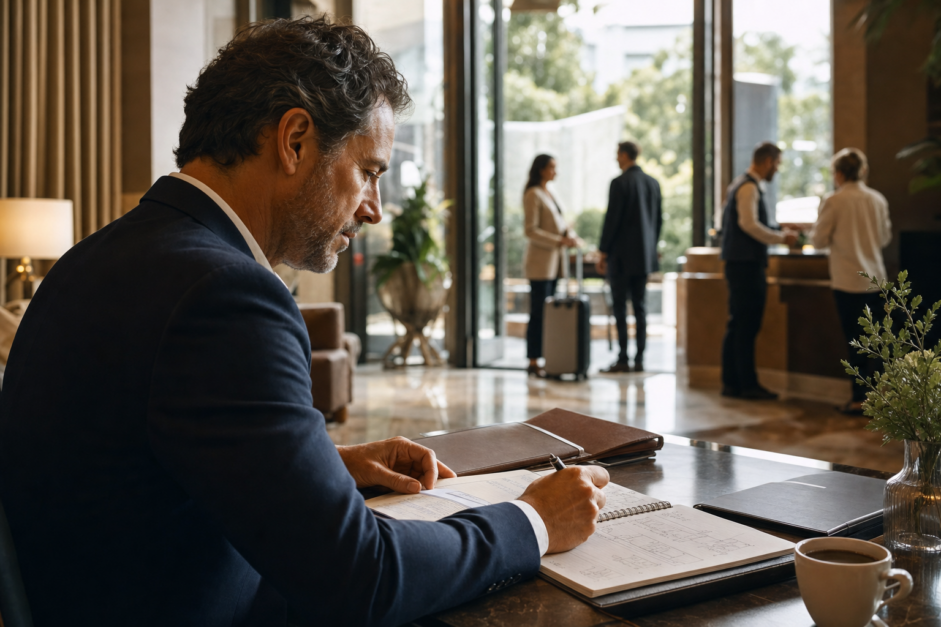 Profesional de Hotelería convirtiendo una reflexión estratégica en decisiones para la operación del hotel
