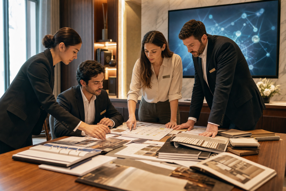 Equipo hotelero verificando la procedencia y vigencia de las fuentes utilizadas por un sistema de inteligencia artificial