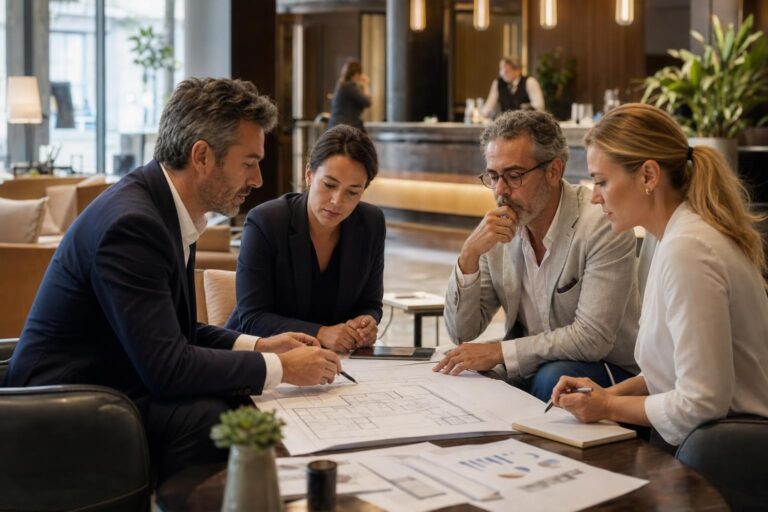 Equipo hotelero revisando de forma integrada demanda, capacidad, promesa y margen